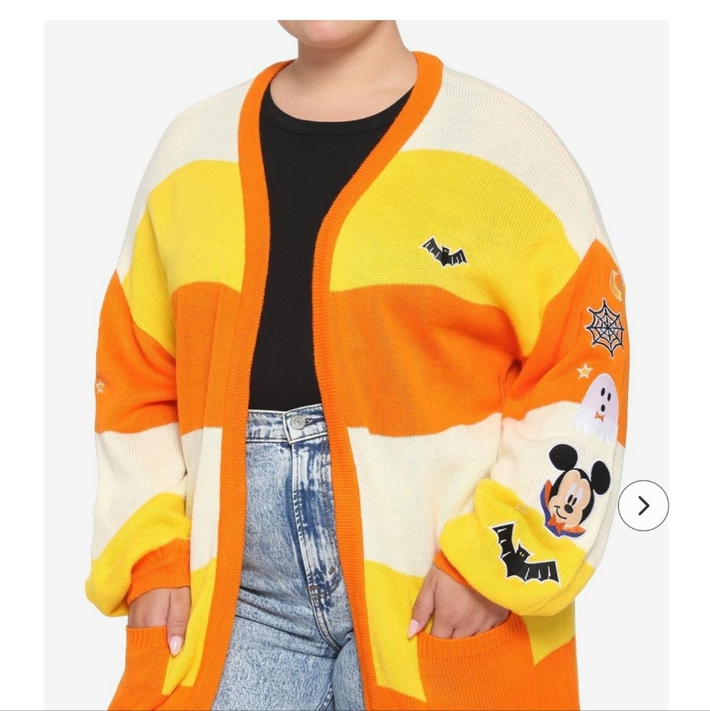 HOT TOPIC  NEY MICKEY MOUSE HALLOWEEN CANDY CORN CARDIGAN PLUS SIZE 3